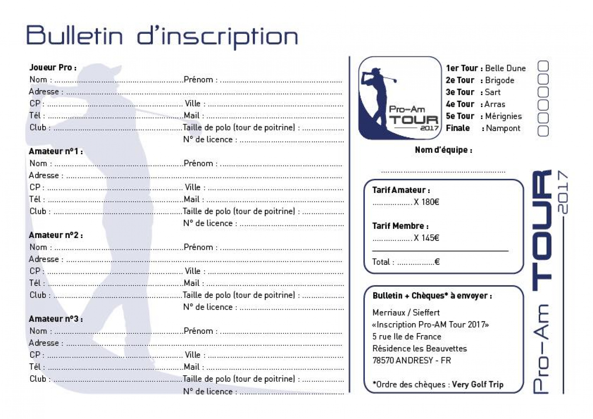 Bulletin Inscription PROAM TOUR 2017